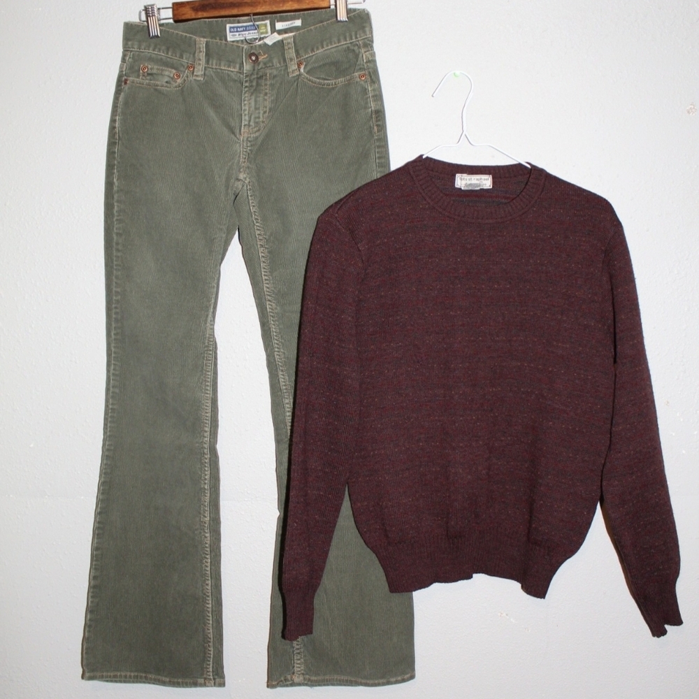 Vintage Old Navy Corduroy Flares & Vintage Wool Sweater